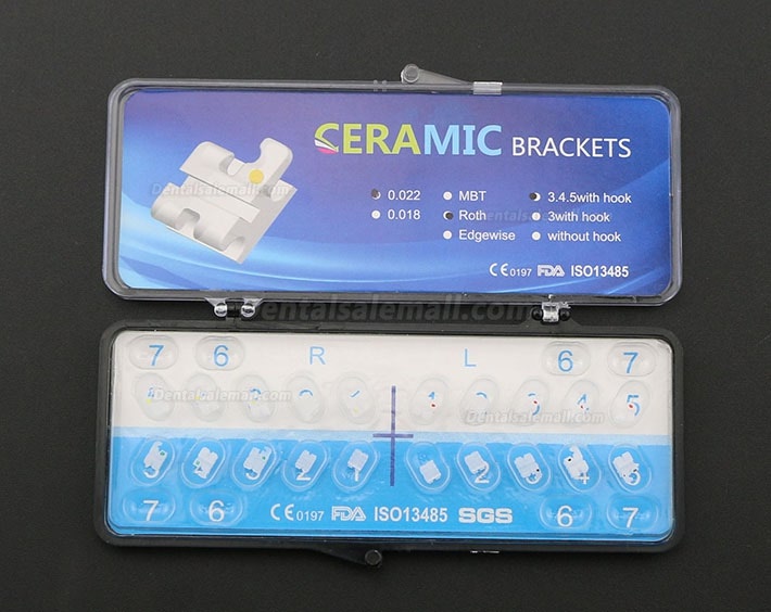 5Pack/20Pcs Dental Orthodontic Ceramic Bracket Braces ROTH 022 345 Hooks